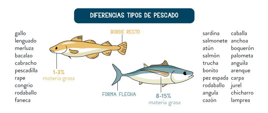 Diferencias entre pescado blanco y azul